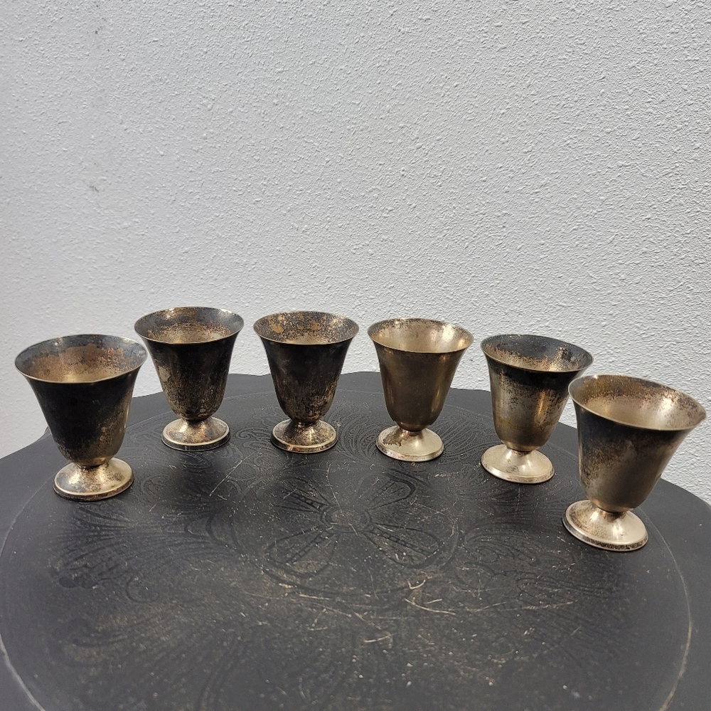 Vintage Set 6 EPNS Silver Plate Cups #4527